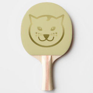 Faux Gold Cat Face - Custom background colour Ping Pong Paddle
