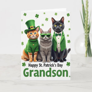 Faux Gold Cats Shamrock Card