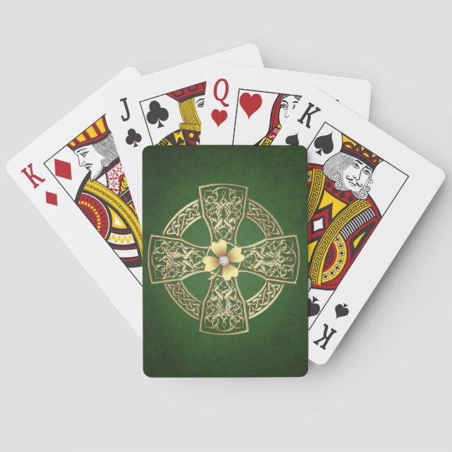 Faux Gold Celtic Cross Playing Cards (Back)