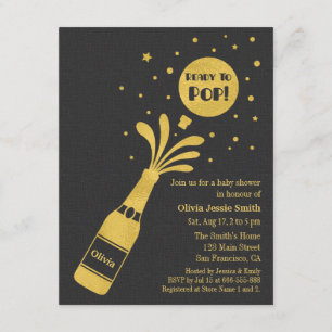 Faux Gold Champagne Ready to Pop Baby Shower Invitation