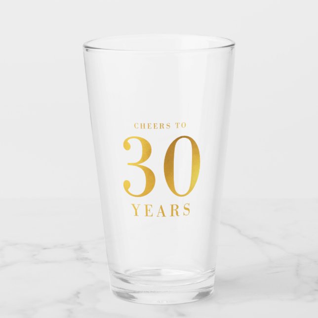 Faux Gold Cheers to 30 Years Birthday Glass (Front)