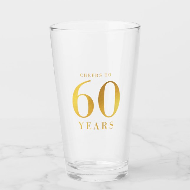 Faux Gold Cheers to 60 Years Birthday Glass (Front)