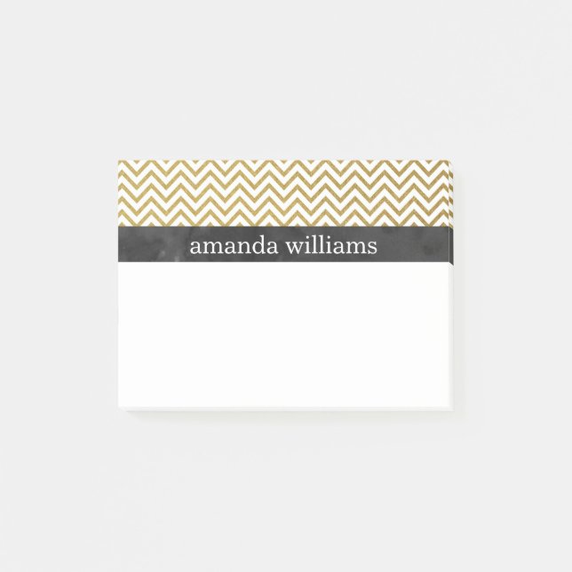 Faux Gold Chevron Stripes Post-it Notes (Front)