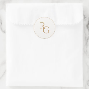 Faux Gold   Chic Simple Initials  Classic Round Sticker