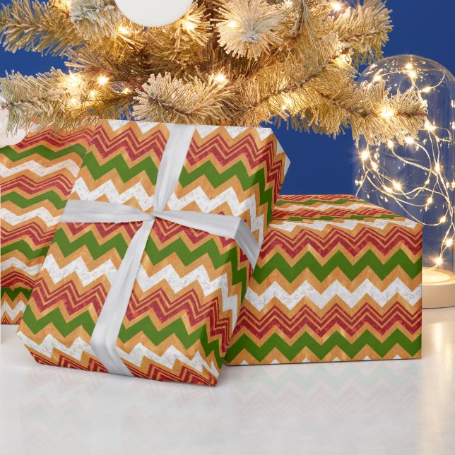 Faux Gold Christmas Zigzag Pattern  Wrapping Paper (Holidays)