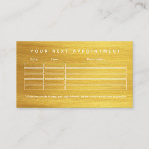 Faux Gold Clean Business Logo Appointment Card