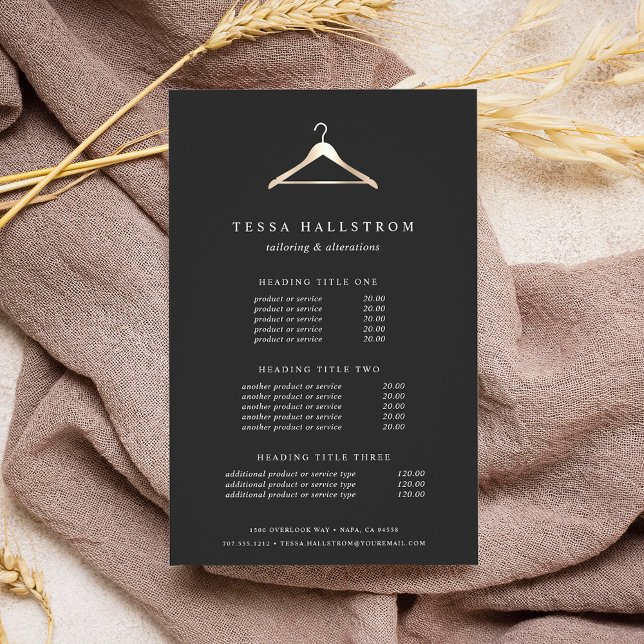 Faux Gold Clothes Hanger | Pricing & Services Flyer (Creator Uploaded)