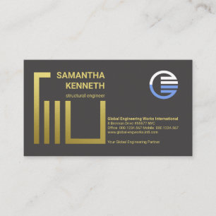 Faux Gold Column Re-Bar Building Engineering Business Card