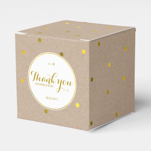 Faux Gold Confetti Dots Favour Box (Front Side)