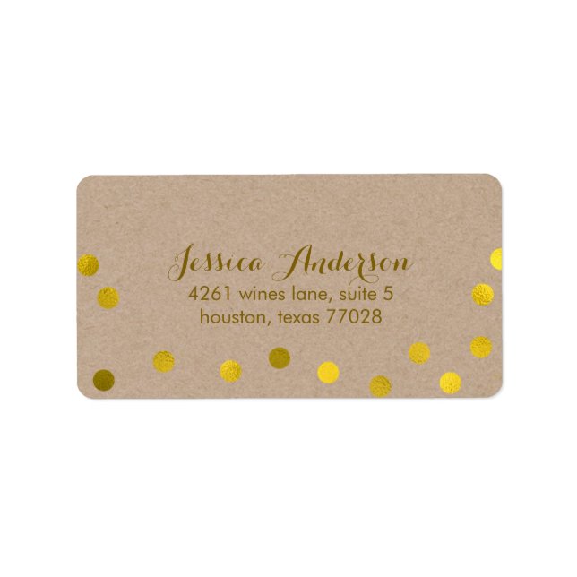 Faux Gold Confetti Dots Label (Front)