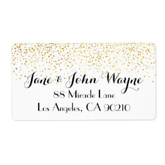 Faux Gold Confetti Dots Wedding Return Address