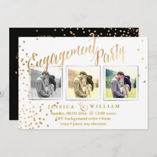 Faux Gold Confetti Engagement Party Invitation