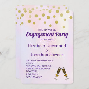 Faux Gold Confetti Engagement Party Invitation