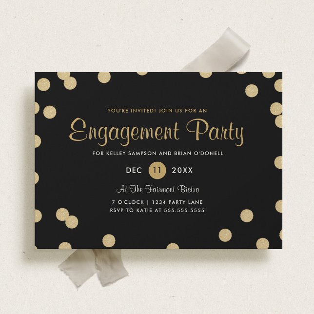 Faux Gold Confetti Engagement Party Invite (Creator Uploaded)