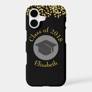 Faux Gold Confetti & Graduation Cap Class of 20xx