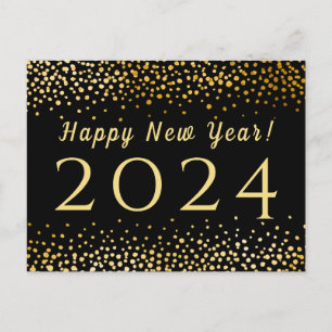 Faux Gold Confetti Happy New Year 2019 Holiday Postcard