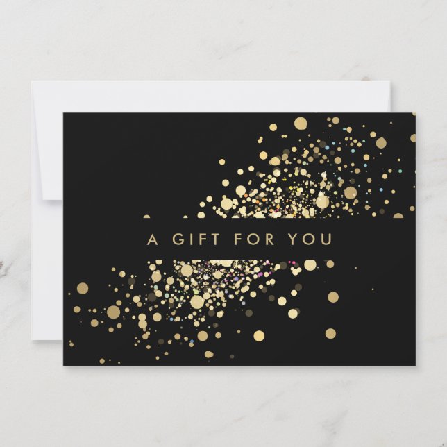 Faux Gold Confetti on Black Gift Certificate (Front)