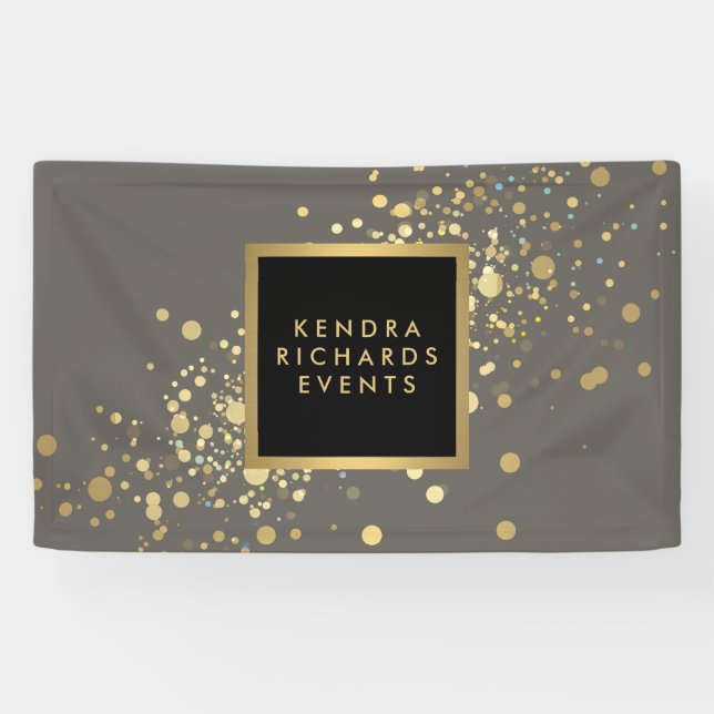 Faux Gold Confetti on Modern Grey Banner (Horizontal)