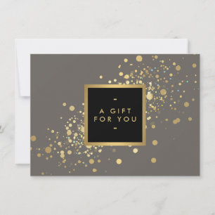 Faux Gold Confetti on Modern Grey Gift Certificate