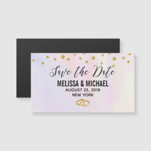 Faux Gold Confetti on Purple Watercolor Wedding