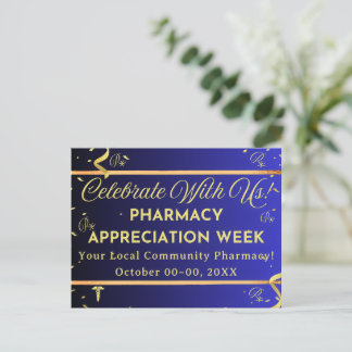Faux Gold Confetti Pharmacy Appreciation Postcard