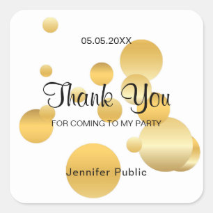 Faux Gold Confetti Thank You Script Template Square Sticker