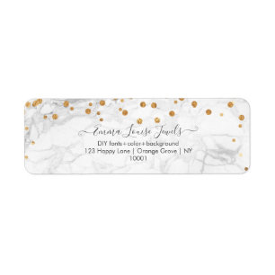 Faux gold confetti white marble PixDezines Return Address Label