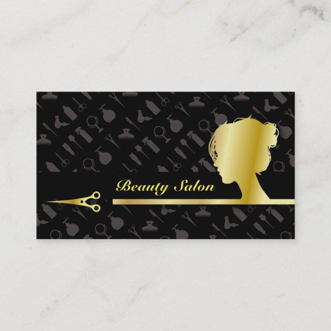 Faux Gold Cosmetic Makeup Artist Beauty Salon Business Card (Front)