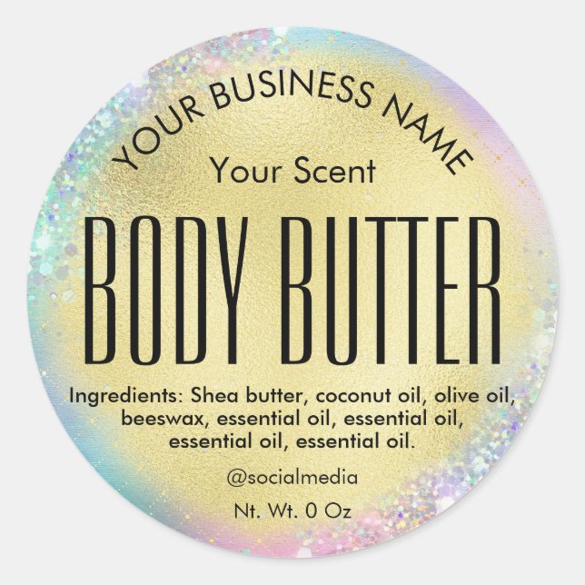 Faux Gold Cotton Candy Coloured Body Butter Label (Front)