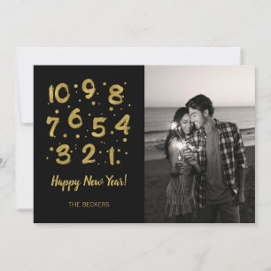 Faux Gold Countdown New Year's Holiday Photo Card