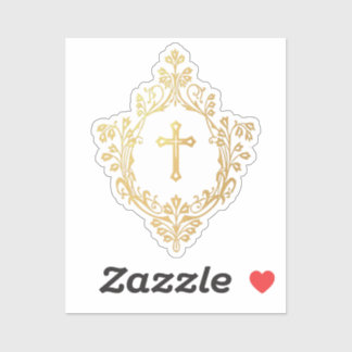 Faux Gold Cross in Crest Elegant Vintage Religious