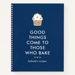 Faux Gold Cupcake Blue Good Things Baking Recipe Notebook
