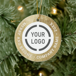Faux gold custom business ornaments with logo