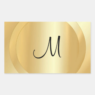 Faux Gold Custom Hand Script Monogram Template Rectangular Sticker