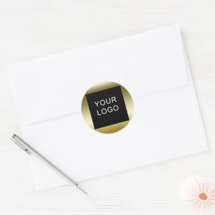 Faux Gold Customisable Business Company Logo  Classic Round Sticker