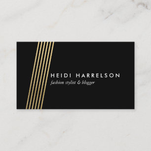 Faux Gold Diagonal Lines High Fashion Stylist Business Card