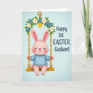 Faux Gold Easter Bunny First Card