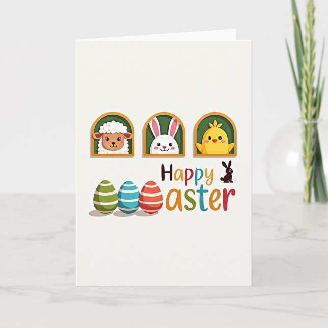 Faux Gold Easter Friends Card (Front)