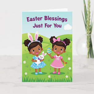 Faux Gold Easter Girls Card