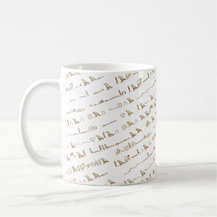 Faux Gold Egyptian Hieroglyphics adorned Coffee Mug