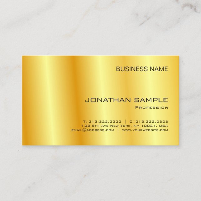 Faux Gold Elegant Company Simple Template Modern Business Card (Front)