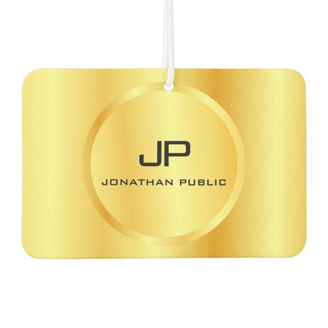 Faux Gold Elegant Modern Monogram Template Car Air Freshener (Front)