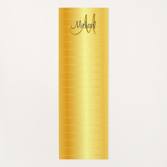 Faux Gold Elegant Modern Monogrammed Template Yoga Mat (Front)