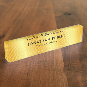Faux Gold Elegant Modern Personalised Template Nameplate