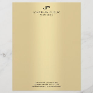 Faux Gold Elegant Monogram Glamour Template Modern Custom Letterhead