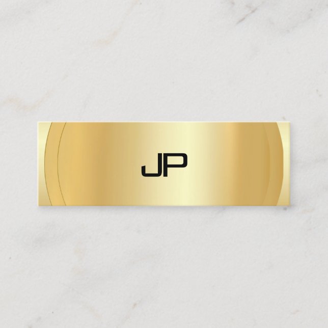 Faux Gold Elegant Monogram Modern Template Mini Business Card (Front)
