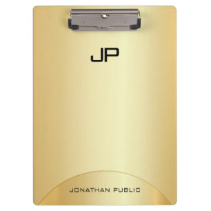 Faux Gold Elegant Monogrammed Modern Template Clipboard