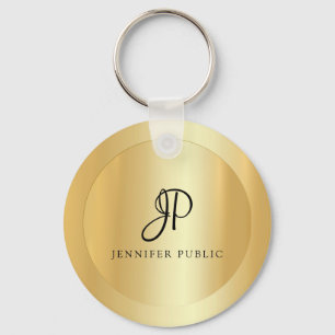 Faux Gold Elegant Name Monogram Initial Template Key Ring