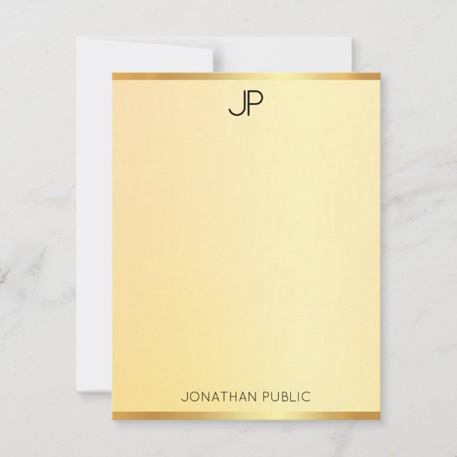Faux Gold Elegant Template Modern Monogram Simple (Front)