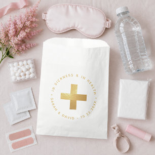 Faux Gold Emergency Kit In Sickness and in Health Favour Bag